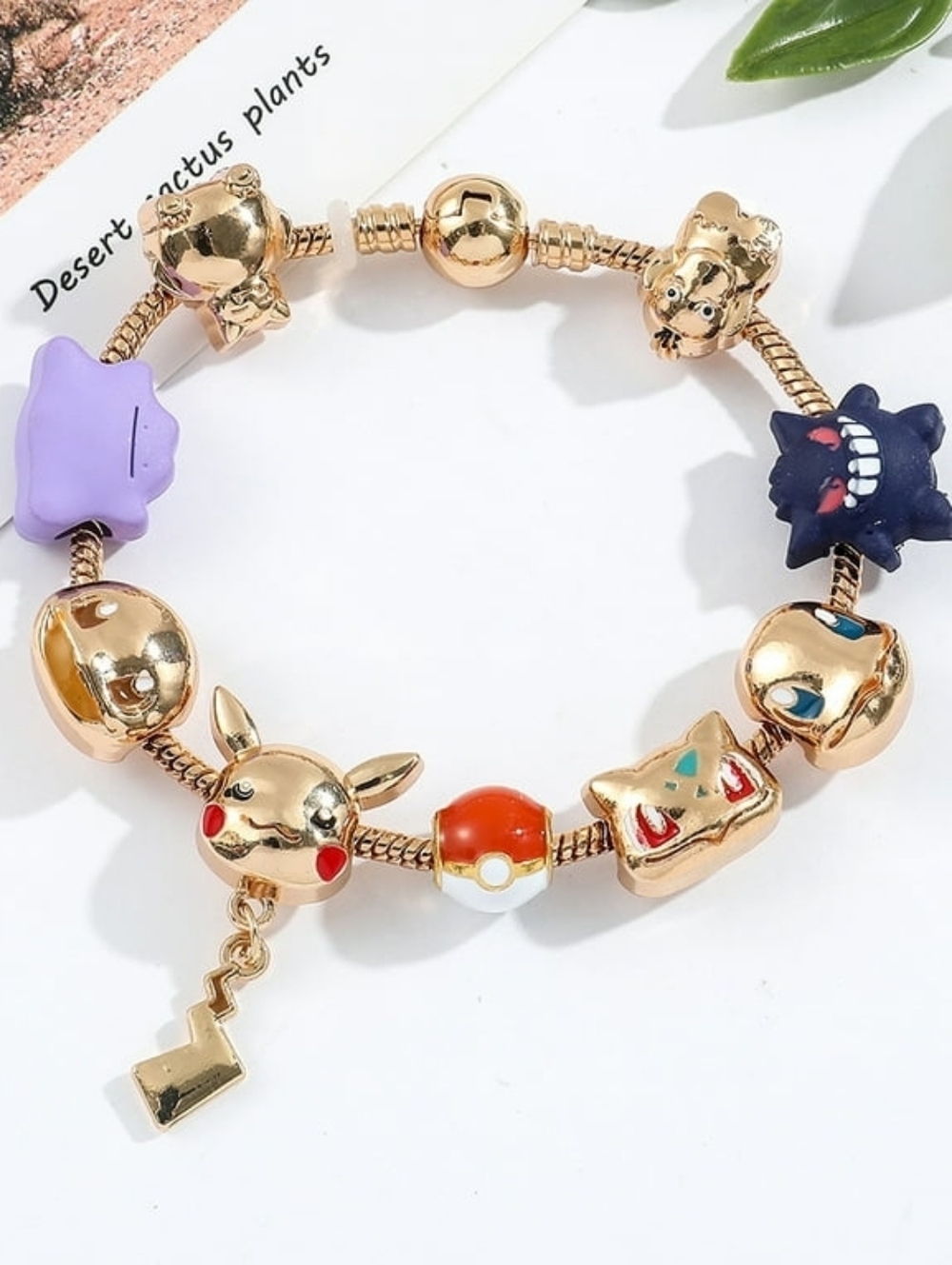 Pokemon Squad Gold Charm Bracelet 19cm 7.5" Pikachu Gengar & Friends